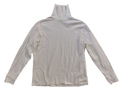Mens Murano Liquid Luxury Long Sleeve Turtle Neck White Cotton Pullover Shirt L