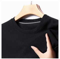Mens Knitted O-neck Breathable Thin Cashmer Short Sleeve Tee Solid Color Tops
