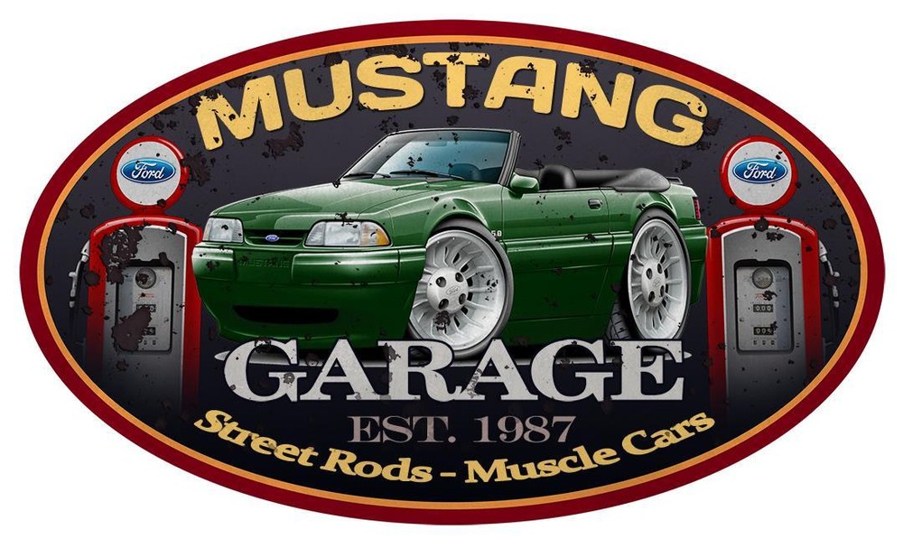 1987-93 Ford Mustang 5.0 LX Convertible Garage Sign Wall Art Graphic Sticker