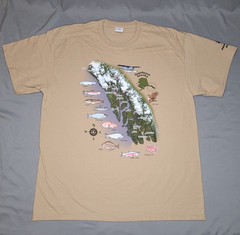 Southeast Alaska Shirt Mens XL Tan Graphic Map Fish Cities Bald Eagle Tee Cotton