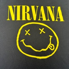 Nirvana Shirt Adult Small Black American Rock Band Smiley Face Music Tour Mens