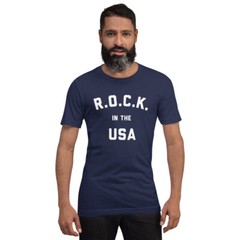 R.0.C.K In The USA T-Shirt, Classic Rock, John Cougar Mellencamp, Small Town,
