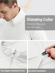 UPF50+ Men’s Sun Protection UV Shirts 1/4 Zip Long Sleeve Performance Golf Tops