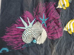 Vintage Fish Seashell Aquatic 80s/90s T-Shirt Single Stitch Angelfish Black Sz L