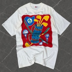 Vintage 1991 Juli Original Designs Golf Art T-Shirt USA Made Sports Tee Size L
