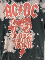 ACDC Mens Band TShirt Medium Black Bleach Wash For Those About To Rock