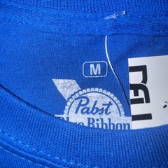 Pabst Blue Ribbon Beer T Shirt Men Surfer Dude Graphic Tee Cool Blue Sz M NEW