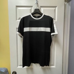 Murano Liquid Luxury Men’s Medium Black White Stripe Ringer Slim Fit T-Shirt
