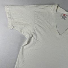 Vintage Hanes Shirt Mens Medium White V-Neck Cotton Undershirt Basic Tee Blank