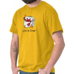 Life is Crap Funny Lobster Seafood Cookout Womens or Mens Crewneck T Shirt Tee