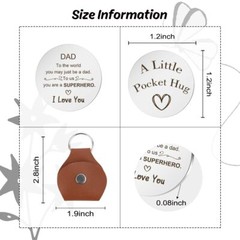 Dad’s Valentine’s Day & Birthday Gift Stainless Steel Pocket Hug Token Keycha…