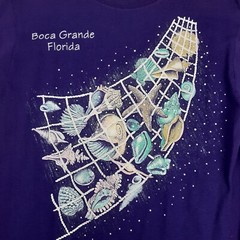 Vintage Boca Raton Florida Shirt Adult Medium Purple Seashells Net Single Stitch