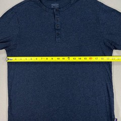 Patagonia Navy Blue Heathered Henley Long Sleeve Mens Medium 100% Organic Cotton