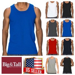 Men S_3XL T-Shirt Sleeveless Muscle Tank Top A-Shirt Wife Beater Gym Plain Tee