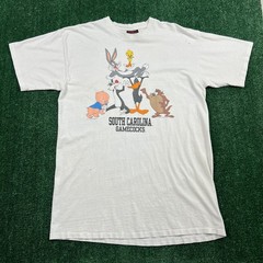 VTG Looney Tunes South Carolina Gamecocks University T-Shirt Mens XL Tall White