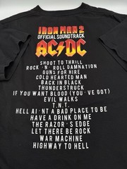 AC/DC Iron Man 2 Movie Soundtrack Band Graphic T-Shirt Marvel Size L Black