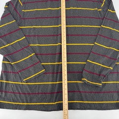 Polo Ralph Lauren Mens 2XB Grey Striped Long Sleeve Hooded T-Shirt Pony Logo
