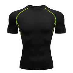 Men Compression T Shirt Short Sleeve Gym Workout Fitness Running Training Base