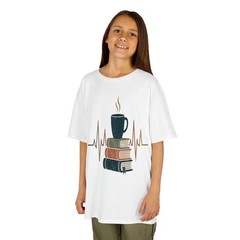 Retro Book Lover Coffee Reading Heartbeat Teacher T-Shirt