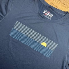Marine Layer Mens Weekend Sport T-Shirt Large Strips Navy Blue Soft Performance