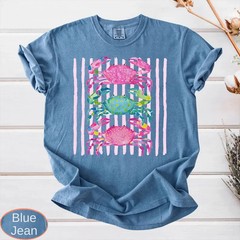 Cute Crab T-Shirt Coastal Beach Style Summer Graphic Tee Preppy Sea Life Gift