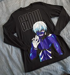 Funimation Tokyo Ghoul Ken Kaneki Black Long Sleeve Graphic T-Shirt Mens L