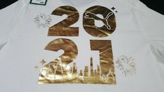 Puma Rare Mens New York City Sports Tee Puma white Gold Size Medium
