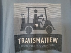 TravisMathew Shirt Mens XL Blue Graphic Golf Cart Here For A Good Time Tee
