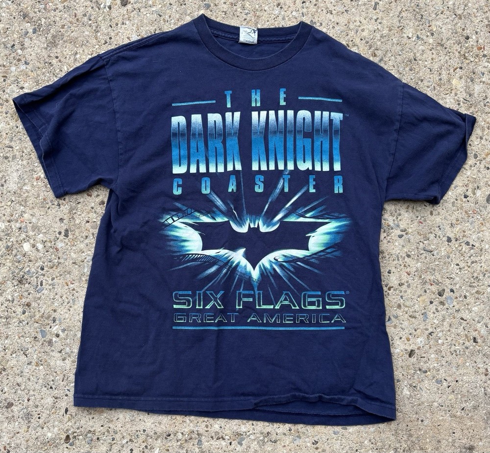 Batman The Dark Knight Coaster Six Flags Great America Tshirt Size Large