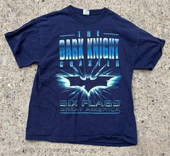 Batman The Dark Knight Coaster Six Flags Great America Tshirt Size Large
