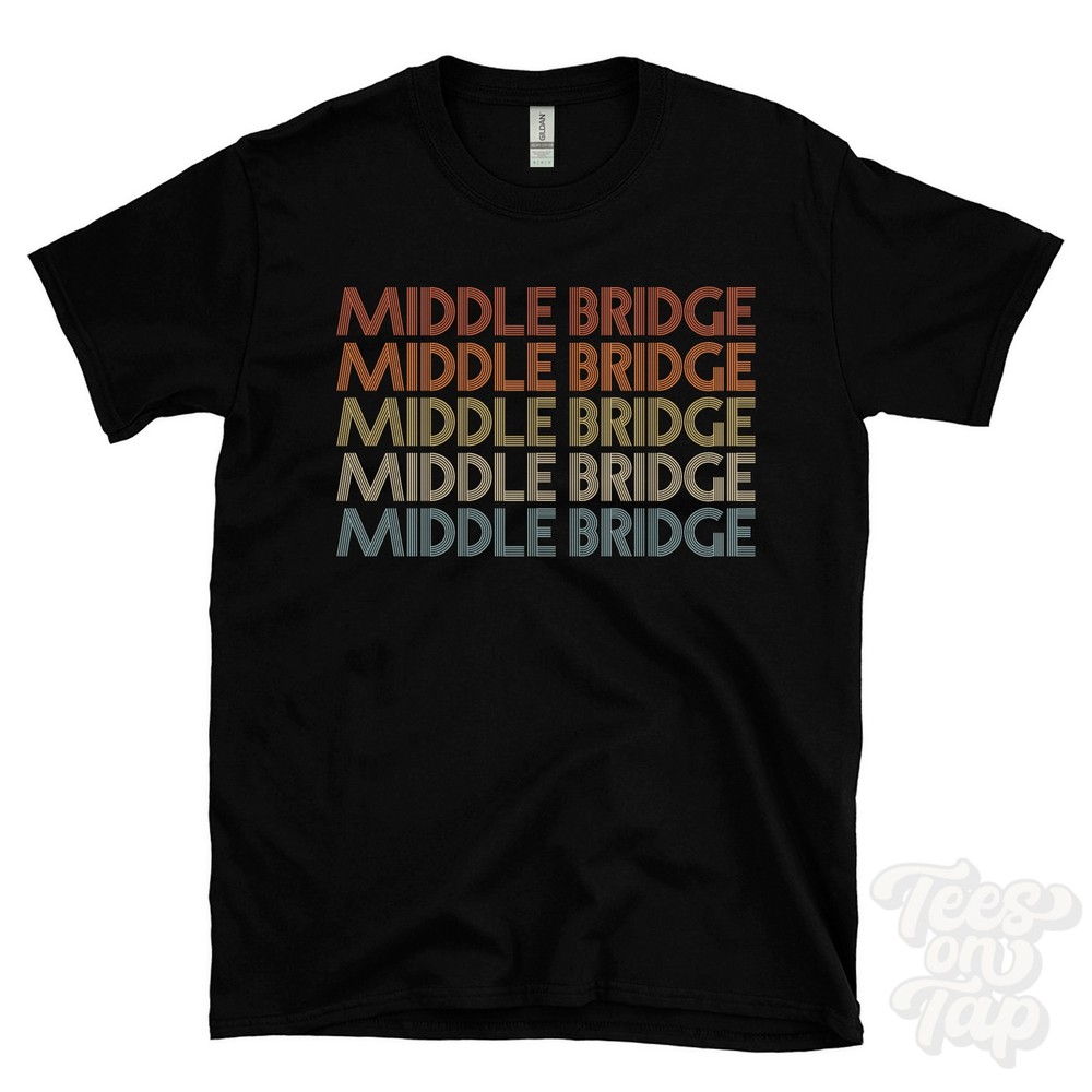 MIDDLE BRIDGE REPEATED RETRO STYLE T-SHIRT mens & womens uk place name gift