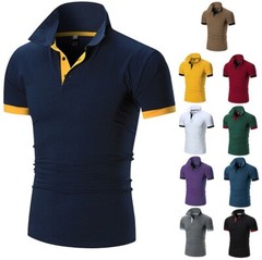 Fashion Men’s Slim Fit Shirts Short Sleeve Casual Gol T-Shirt Mulscle Tops Tee