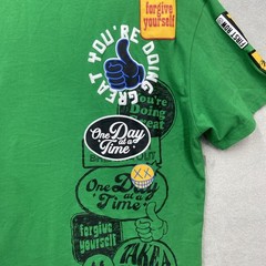 First Row Shirt Mens Green Lg spring break Double sided Streetwear Y2K Varsity