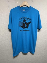 Vintage Left Coast Crime Shirt Mens Large Blue San Francisco Mystery Graphic 90s