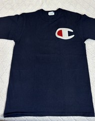 Vintage Champion Big Logo Embroidered Blue Shirt Size M
