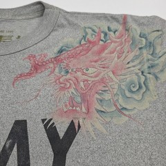 The Great China Wall Army T Shirt Men L/XL Boxy Dragon Custom Embroidered READ