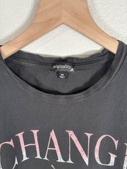 Originality Black Graphic T-Shirt M Butterfly Change Tee Womens