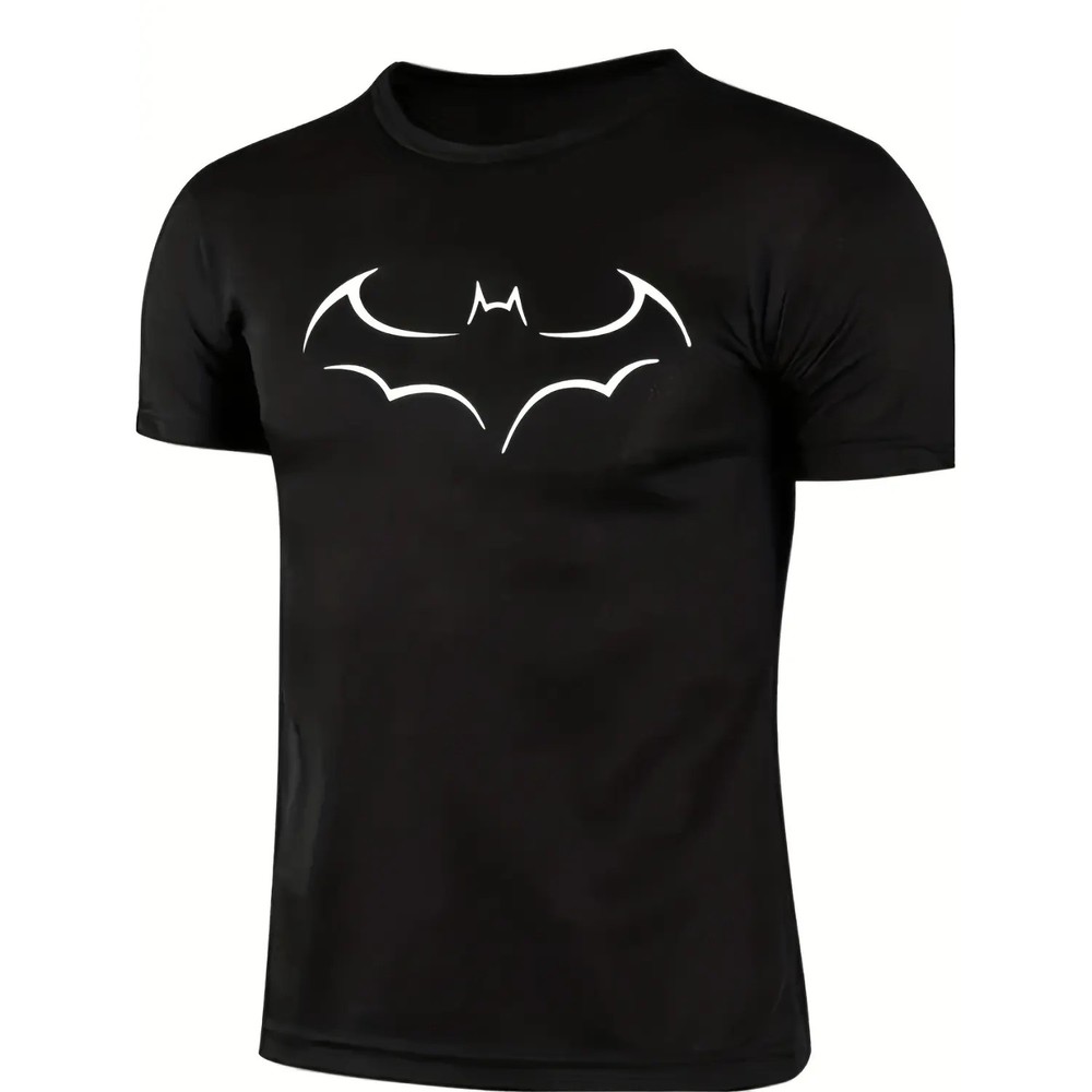 Cotton mens loose t shirt fashion bat print mens short sleeve t shirt summer