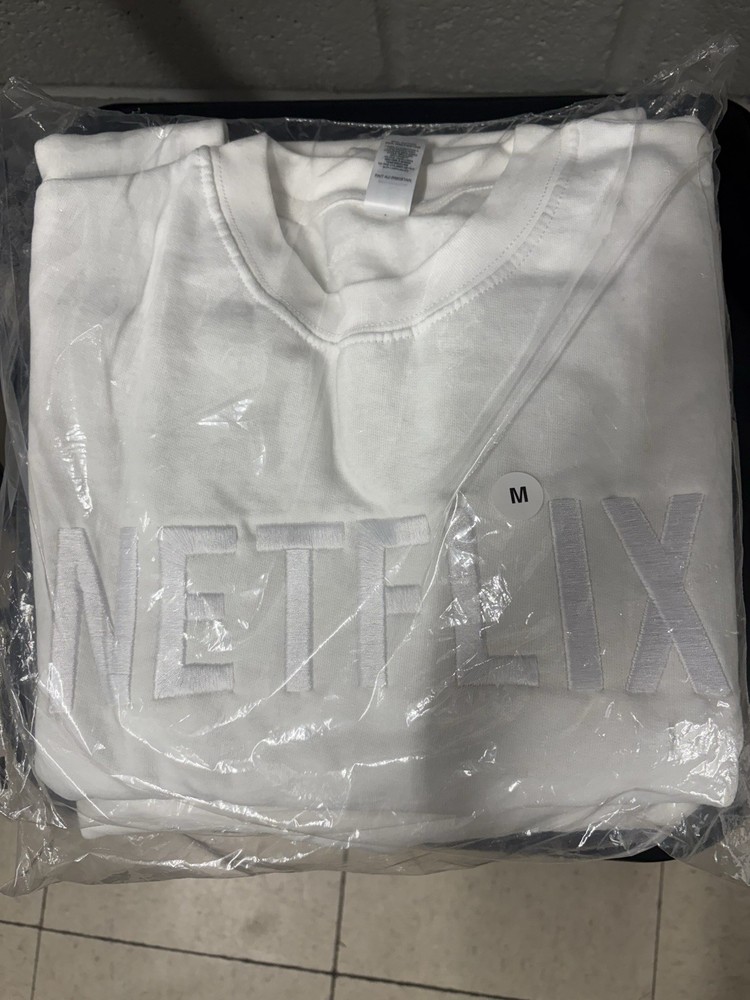 Netflix White Embroidered Logo Shirt Size Medium New Sealed (2 Available)