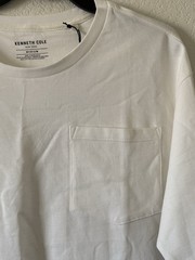 Kenneth Cole Medium 100% Cotton White Knit Pocket Spring T-Shirt NWT $49