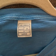 Chubbies Blue Cotton T-shirtș “The Weekend Has Begun” Mens Large Beachy