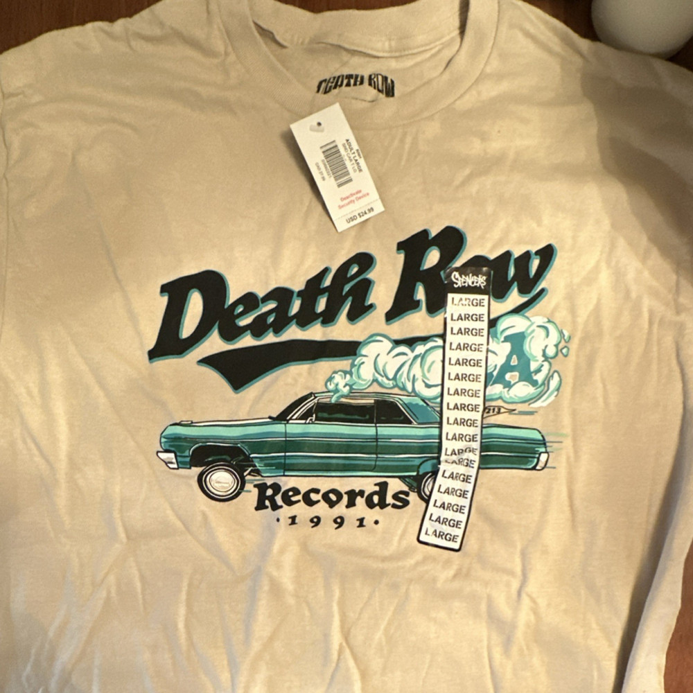 Death Row Records Beige Graphic Print Men’s Regular Short Sleeve T-Shirt Large