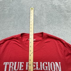True Religion Shirt Mens L Red Guitar Buddha Graphic Crewneck Cotton Tee