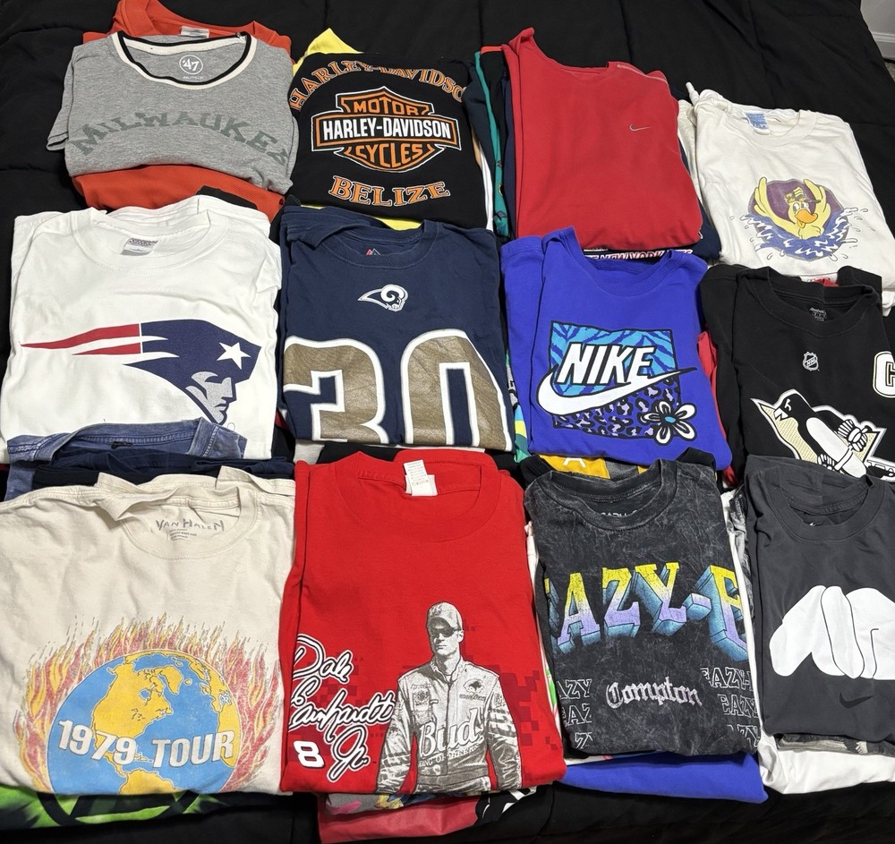 5 Graphic T-Shirt Lot Bundle Random Sports Music Modern VTG READ DESCRIPTION
