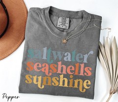 Comfort Colors® Saltwater Seashells Sunshine Shirt, Beach Vibes Shirt, Summer Sh