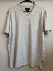 Calvin Klein V-Neck Short Sleeve T-Shirt Gray Textured Large 100% Cotton Top
