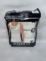 Hurley ~ Men’s 3-Pack Ribbed Tank Cotton Blend Tag Free White ~ S(36”)