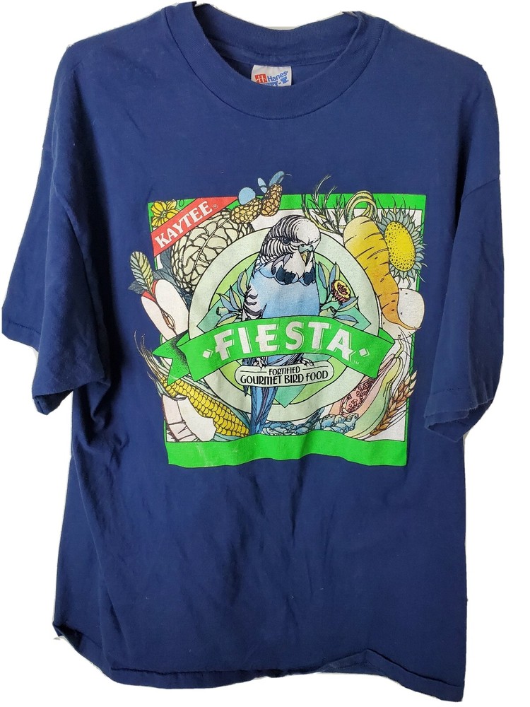 Vtg Tee Shirt size XL Blue Kaytee Fiesta Bird Seed Food Men’s