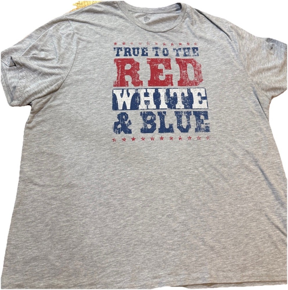 AMERICA TRUE TO THE RED WHITE & BLUE MENS GRAY T-SHIRT SIZE 3xl