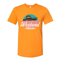 Weekend Forecast Boat Graphic T Shirt For Unisex Casual Wear Featuring Nautical